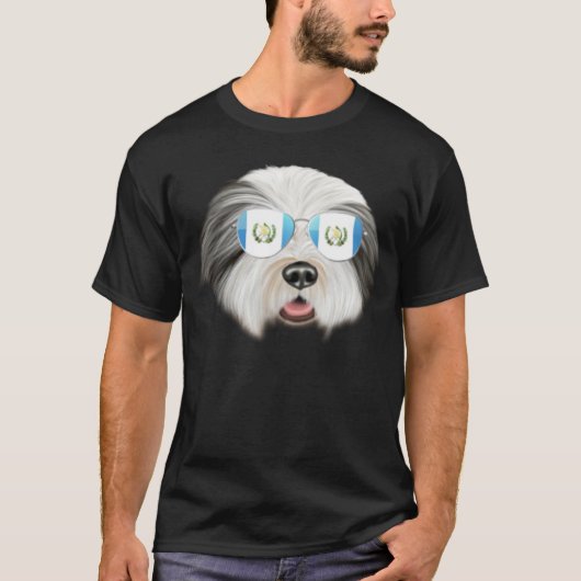 Guatemala Flag Bearded Collie Dog Guatemala Pocket Tシャツ (正面)