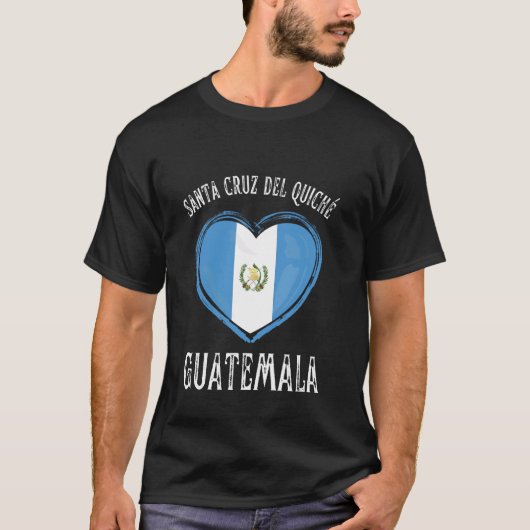 Guatemala Flag Heart Santa Cruz Del Quiche City Tシャツ (正面)