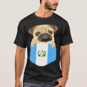 Guatemala Flag Pug Dog In Pocket Tシャツ (正面)