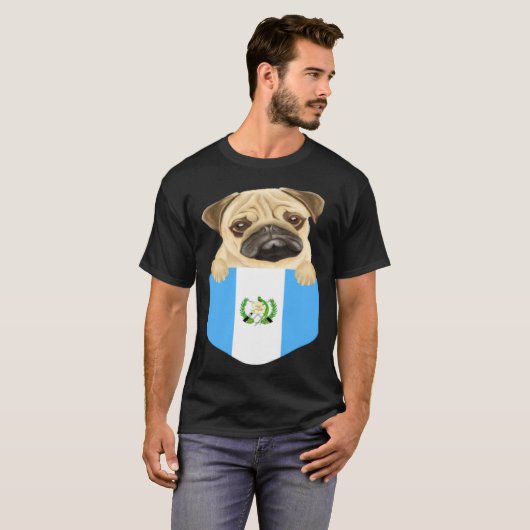 Guatemala Flag Pug Dog In Pocket Tシャツ (正面フル)
