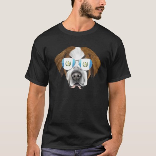 Guatemala Flag St Bernard Dog Guatemala Pocket Tシャツ (正面)
