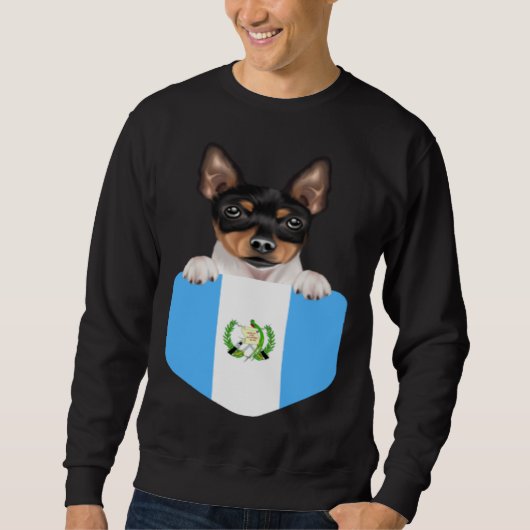 Guatemala Flag Toy Fox Terrier Dog In Pocket スウェットシャツ (正面)