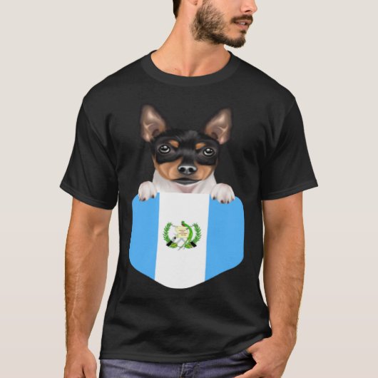 Guatemala Flag Toy Fox Terrier Dog In Pocket Tシャツ (正面)