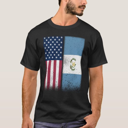 Guatemala Guatemalan American Flags Proud USA Tシャツ (正面)