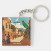 GUATEMALA, HUEHUETENANGO Retro poster キーホルダー (裏面)