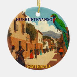 GUATEMALA, HUEHUETENANGO Retro poster セラミックオーナメント