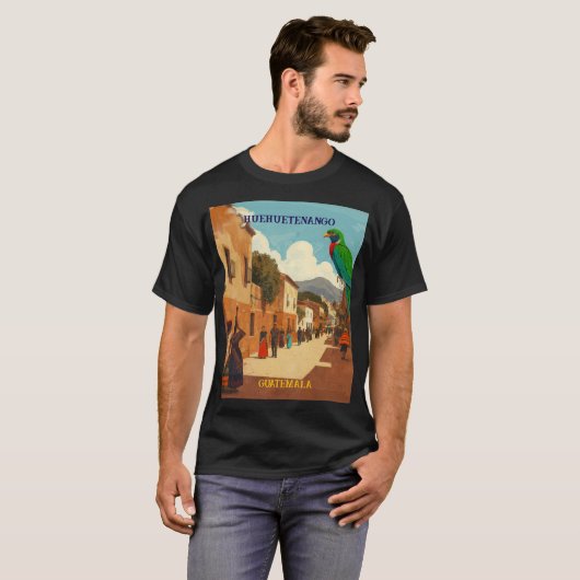 GUATEMALA, HUEHUETENANGO Retro poster Tシャツ (正面フル)
