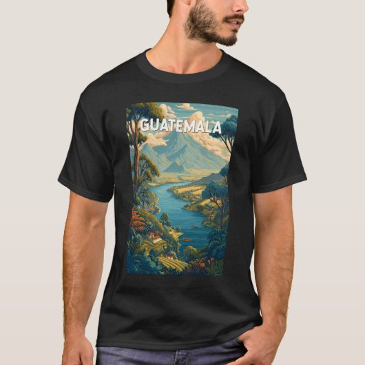 Guatemala Illustration Travel Art Vintage Tシャツ (正面)