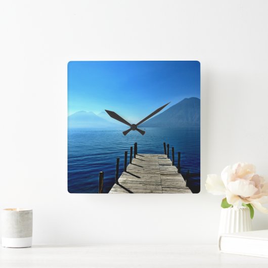 Guatemala - Lago Atitlan Sunrise スクエア壁時計 (ホーム)