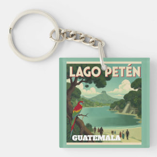  GUATEMALA LAGO PETEN Retro poster キーホルダー