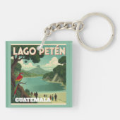 GUATEMALA LAGO PETEN Retro poster キーホルダー (裏面)