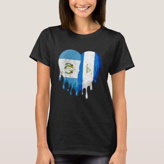 Guatemala Nicaragua Flag Heart Citizen Grown Patri Tシャツ (正面)
