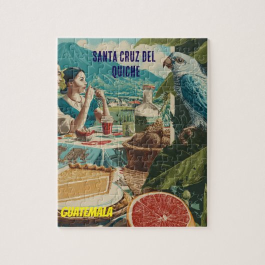 GUATEMALA, SANTA CRUZ DEL QUICHE Retro poster ジグソーパズル (縦)