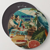 GUATEMALA, SANTA CRUZ DEL QUICHE Retro poster 缶バッジ (正面&裏面)