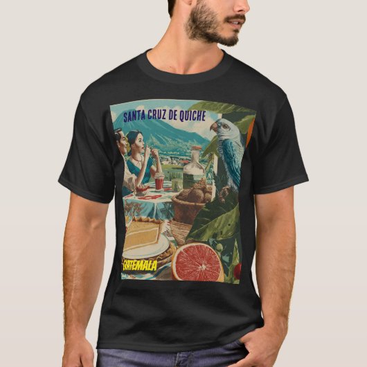 GUATEMALA, SANTA CRUZ DEL QUICHE Retro poster Tシャツ (正面)