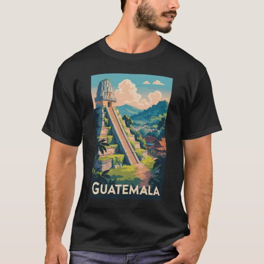 Guatemala Tikal National Park Illustration Travel Tシャツ (正面)