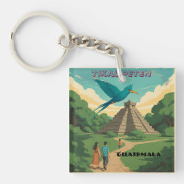 GUATEMALA, TIKAL PETEN Retro poster キーホルダー