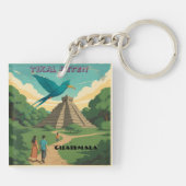 GUATEMALA, TIKAL PETEN Retro poster キーホルダー (裏面)