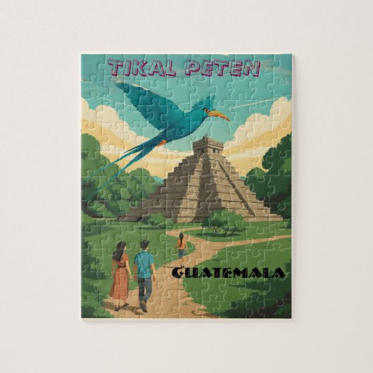 GUATEMALA, TIKAL PETEN Retro poster ジグソーパズル (縦)