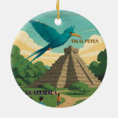 GUATEMALA TIKAL PETEN Retro poster セラミックオーナメント (裏面)