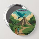 GUATEMALA, TIKAL PETEN Retro poster 缶バッジ (正面&裏面)