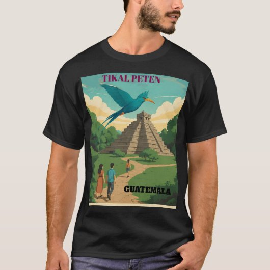 GUATEMALA, TIKAL PETEN Retro poster Tシャツ (正面)