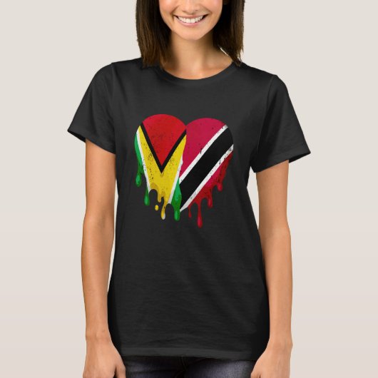 Guatemala Trinidad & Tobago Flag Heart Citizen Pat Tシャツ (正面)