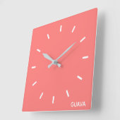 Guavaピンク色の名前 スクエア壁時計 (傾斜)