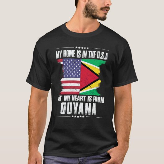 Guayanese American Patriot Grown Proud Home Heart  Tシャツ (正面)
