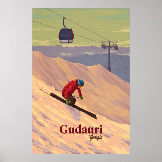 Gudauri Georgia Ski Resort Travel Poster ポスター (正面)
