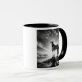 Guépard majestueux sur un rocher. マグカップ (正面右)