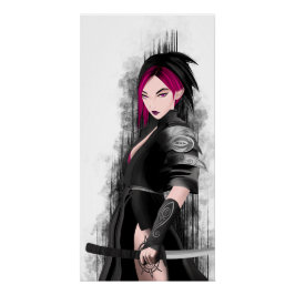 Guerrière samouraï munie de son sabre ポスター