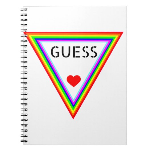 GUESSハートデザインRegenbogenfarbenes Hemd ノートブック (正面)