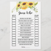 Guessブライダルシャワーひまわりゲームカード チラシ (正面)