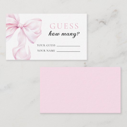 Guess名多くの推測カードBow赤ちゃんシャワー エンクロージャーカード (正面/裏面)