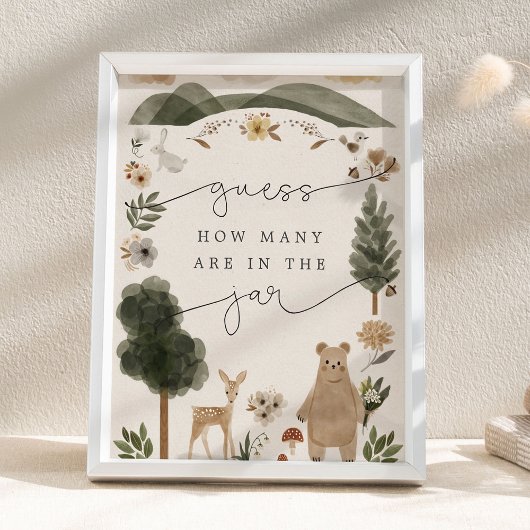 Guess How Many Are in the Jar Boho Woodland Sign ポスター
