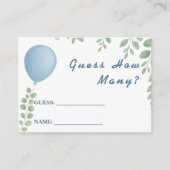 Guess How Many Baby Shower Game Balloon Eucalyptus エンクロージャーカード (正面)