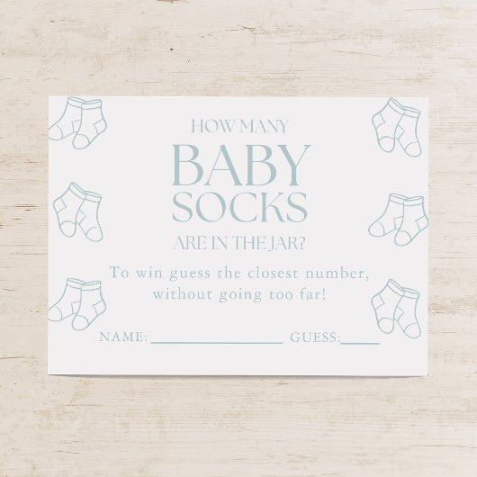 Guess How Many Baby Socks Boy Baby Shower Game エンクロージャーカード