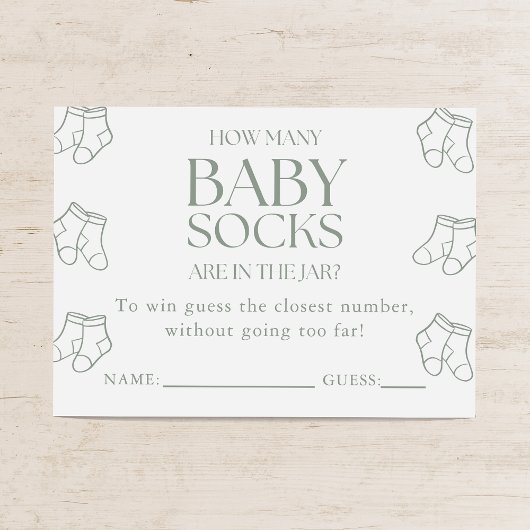 Guess How Many Baby Socks Sage Baby Shower Game エンクロージャーカード