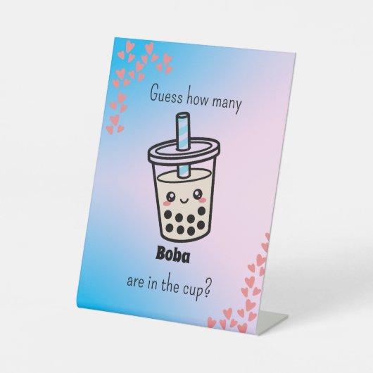 Guess How Many Boba Are in the Cup?  Gender Reveal 台座サイン (正面)