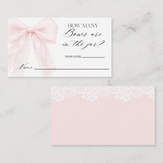 guess how many bows Girl Modern Baby Shower エンクロージャーカード (正面/裏面)