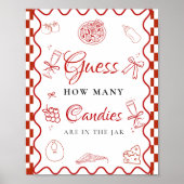 Guess how many candies love pizza baby Shower sign ポスター (正面)