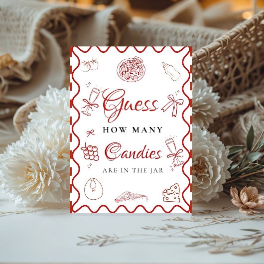 Guess how many candies love pizza baby Shower sign 台座サイン