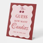 Guess how many Candy valentine Bridal Shower Sign 台座サイン (正面)