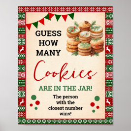 Guess How Many Cookies Game Ugly Sweater Sign ポスター