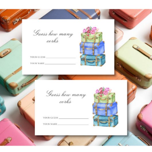 Guess how many corks Travel bridal shower エンクロージャーカード