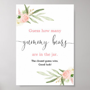 Guess how many gummy bears game pink gold greenery ポスター