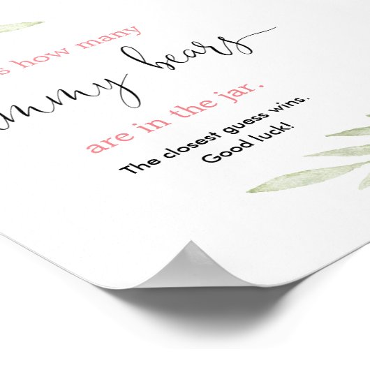 Guess how many gummy bears game pink gold greenery ポスター (角)