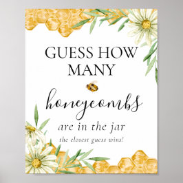 Guess How Many Honeycomb Bee Bridal Shower Game ポスター
