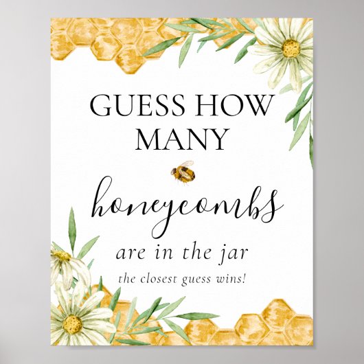 Guess How Many Honeycomb Bee Bridal Shower Game ポスター (正面)